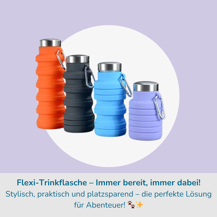 FlexiFlasche für Hunde – praktische, faltbare Trinkflasche für unterwegs, erhältlich in verschiedenen Farben